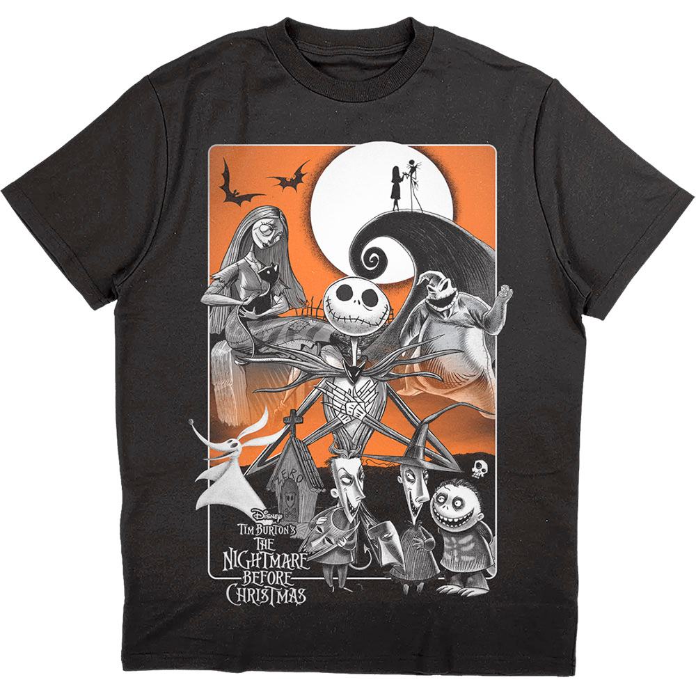 Disney,The Nightmare Before Christmas - Orange Moon Herren TShirt - Schwarz
